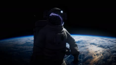 Astronaut-in-outer-space-against-the-backdrop-of-the-planet-earth.-image-of-the-Earth-furnished-by-NASA